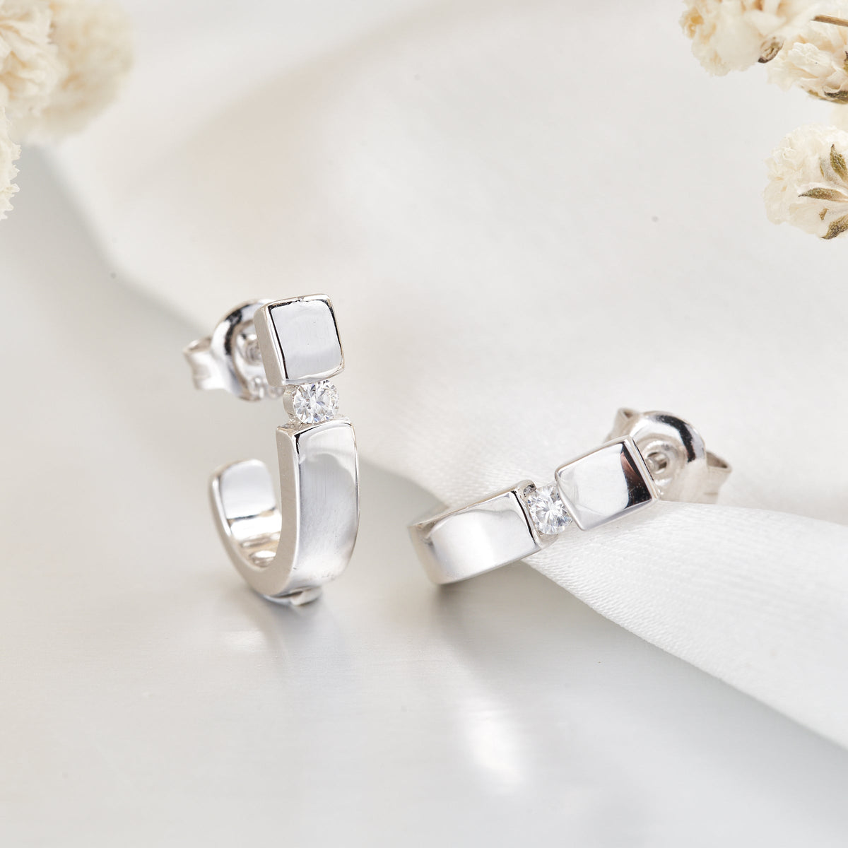 Moissanite Half Hoop Stud Earrings for Women in