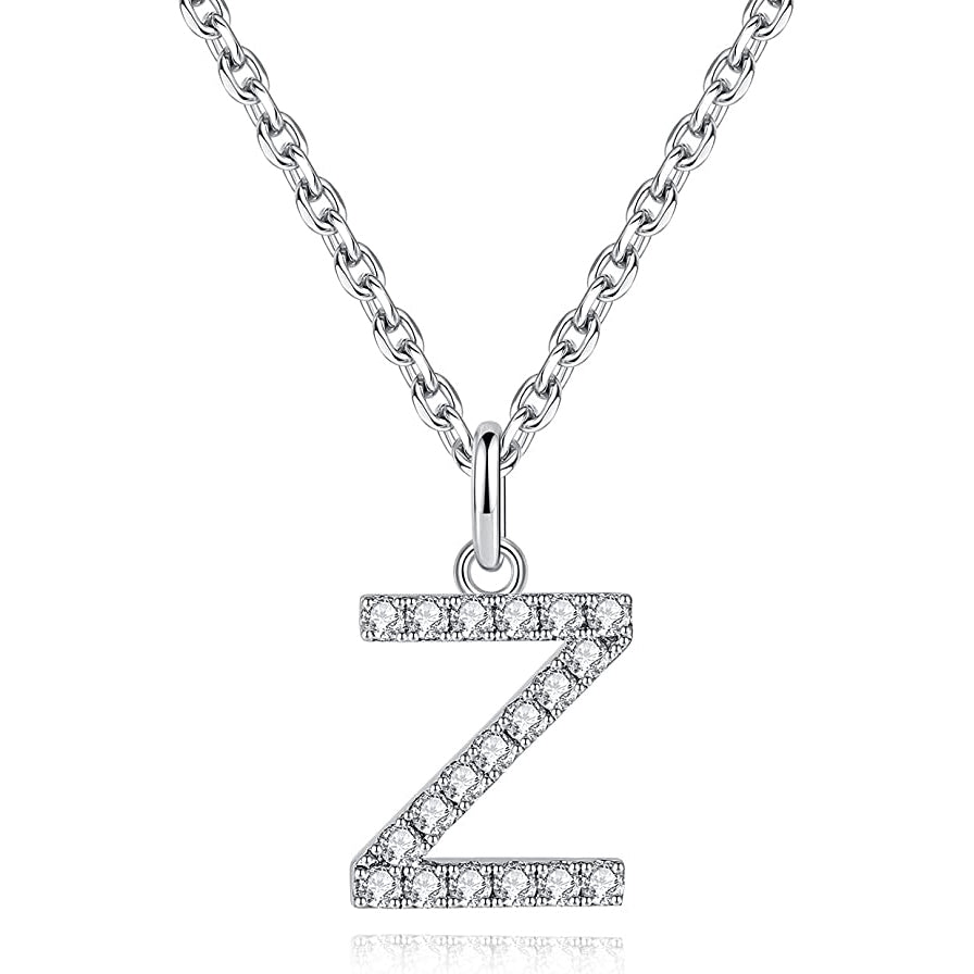Moissanite A Initial Letter Pendant Necklace for
