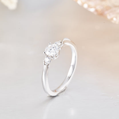 3 Stone Moissanite Engagement Ring for Women in Sterling Silver