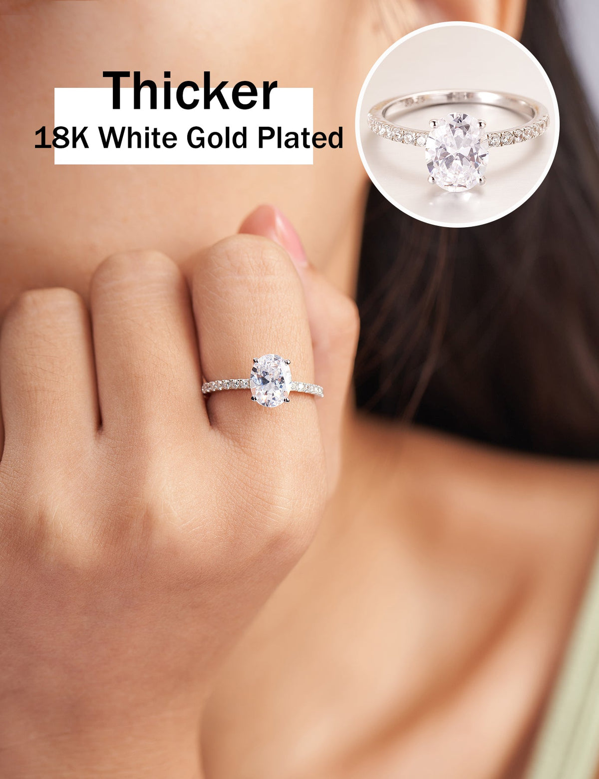 Moissanite Oval Engagement Rings for Women 2CT