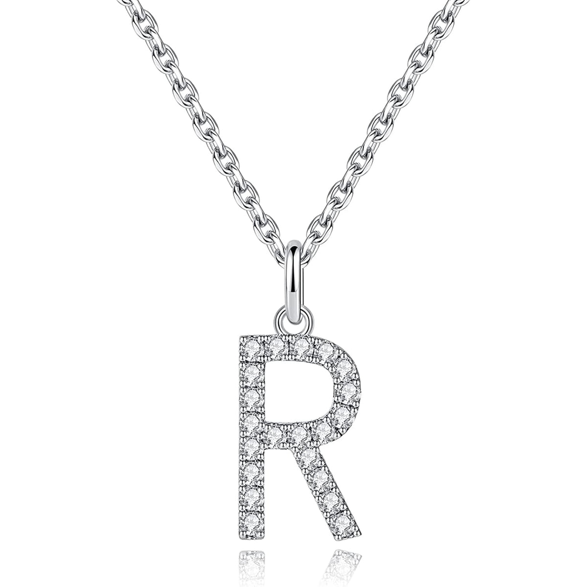Moissanite A Initial Letter Pendant Necklace for