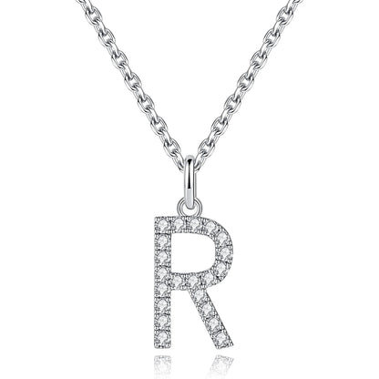 Moissanite A Initial Letter Pendant Necklace for
