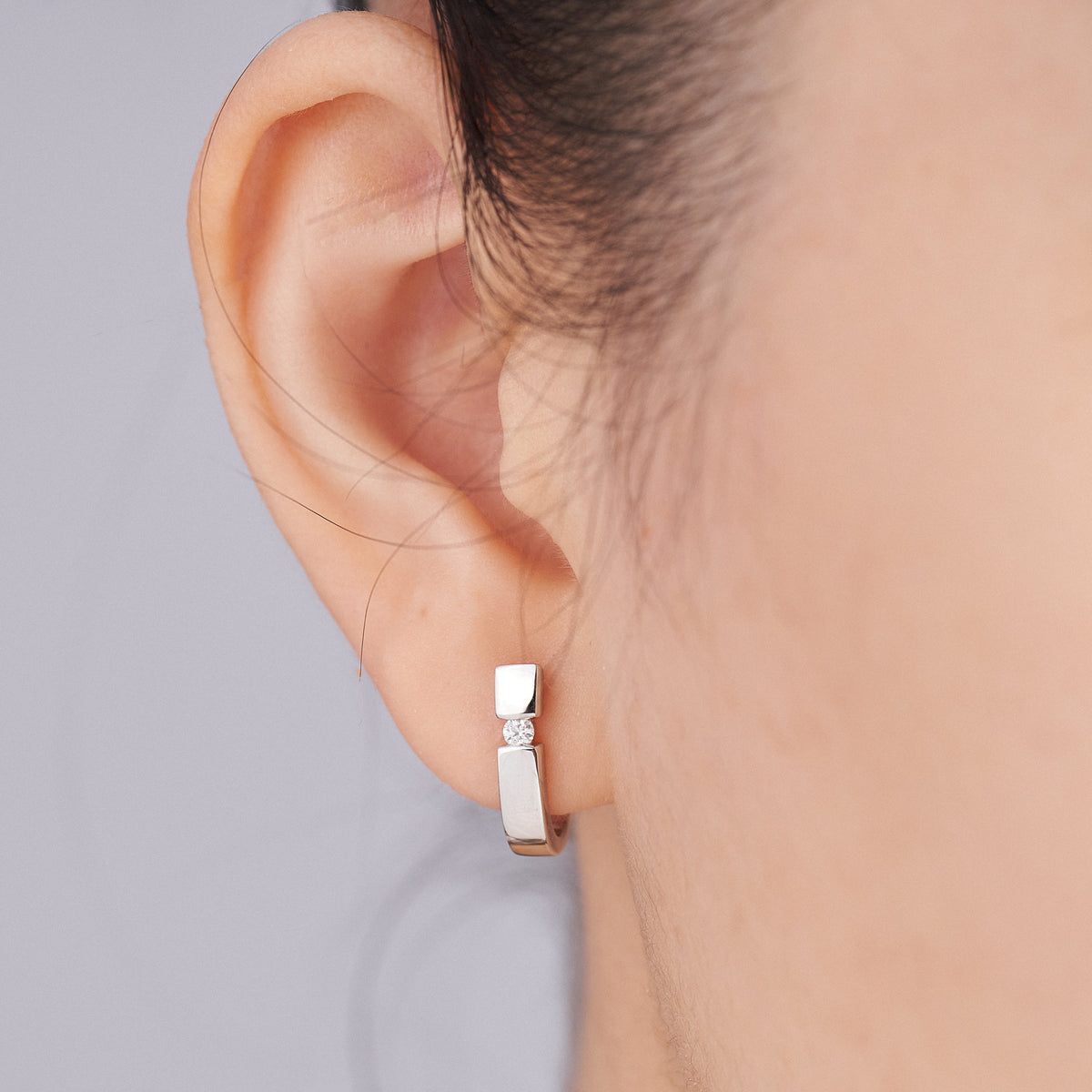 Moissanite Half Hoop Stud Earrings for Women in