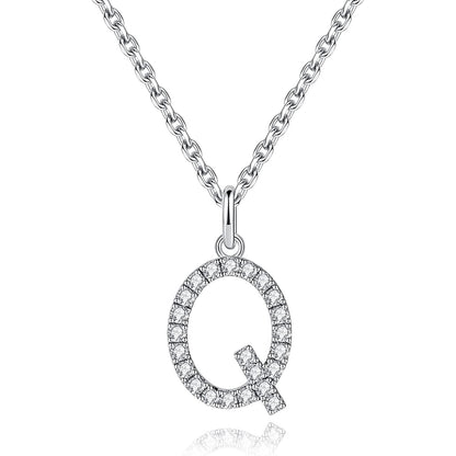 Moissanite A Initial Letter Pendant Necklace for