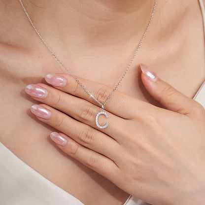 Moissanite A Initial Letter Pendant Necklace for