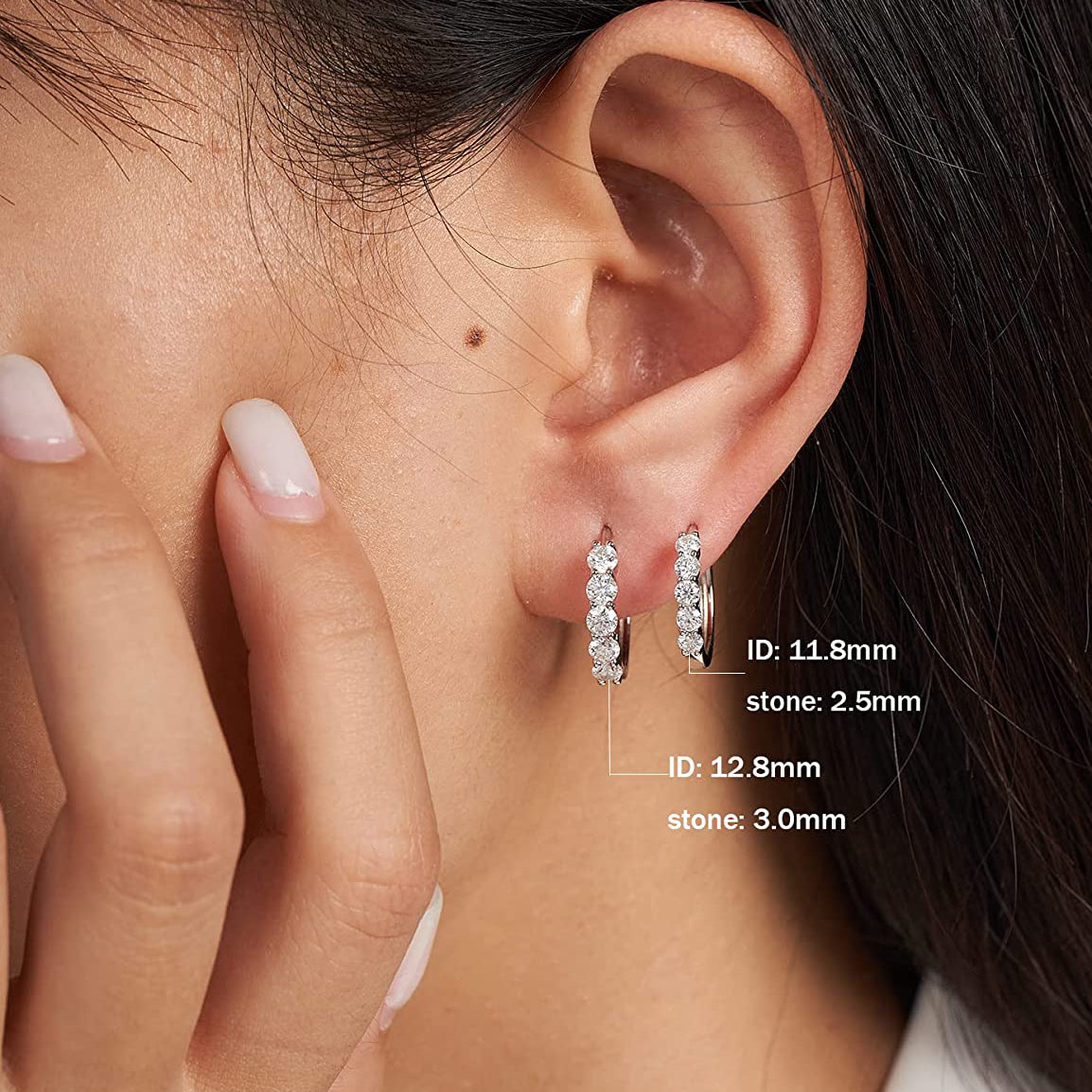 Moissanite Hoop Earrings for Women Girls Sterling Silver Small