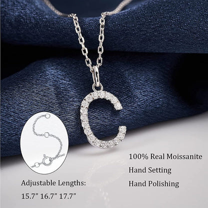 Moissanite A Initial Letter Pendant Necklace for