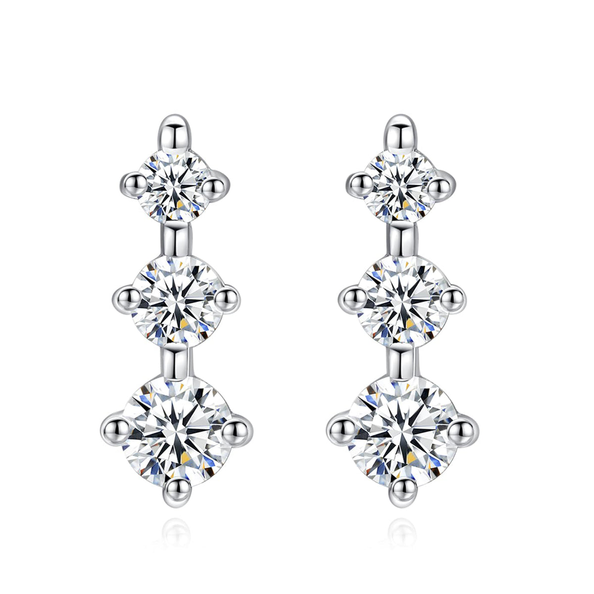 Mossanite Mini Drop Stud Earrings for Women 0.42CT