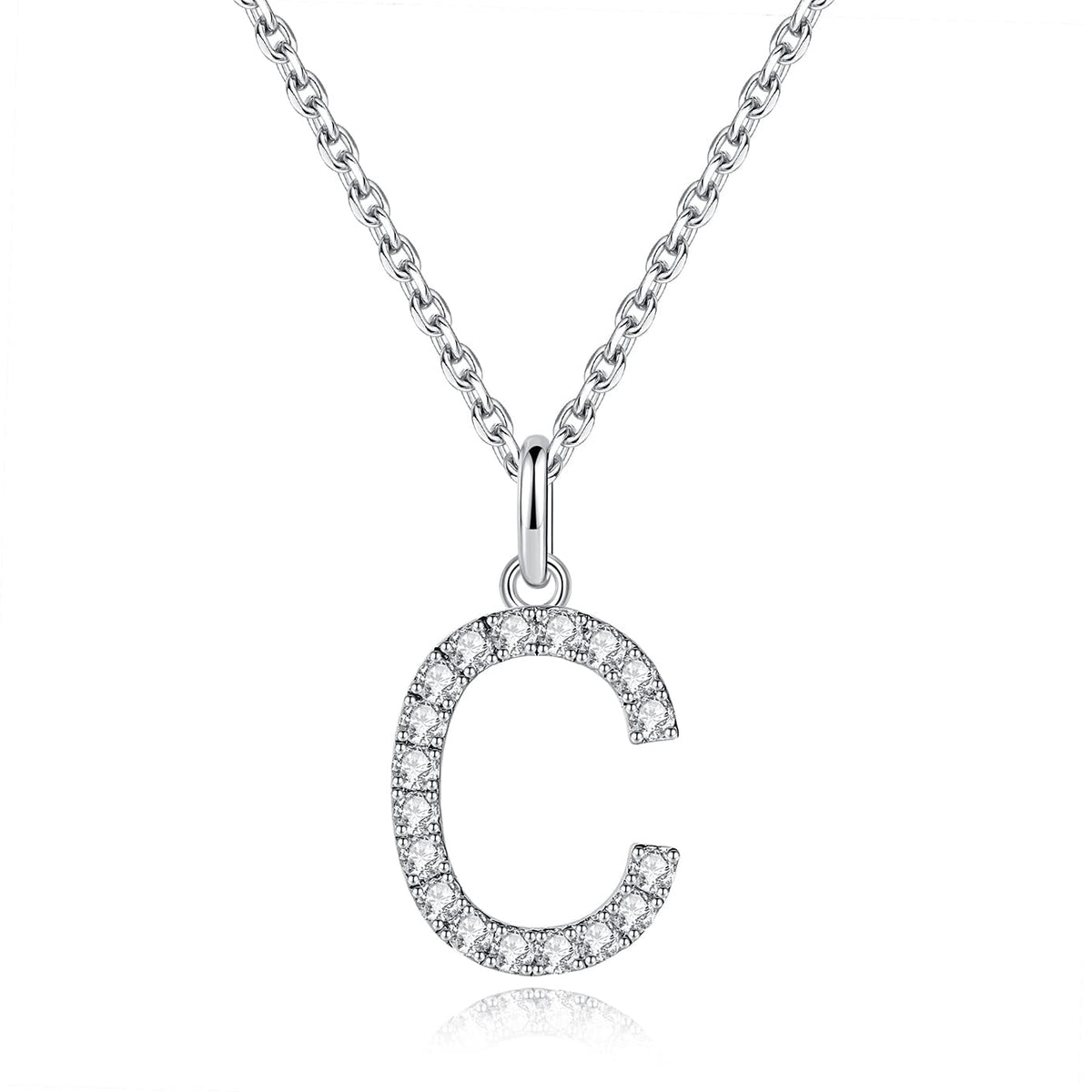 Moissanite A Initial Letter Pendant Necklace for