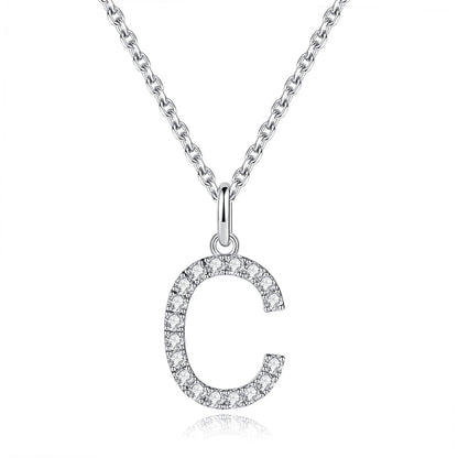 Moissanite A Initial Letter Pendant Necklace for