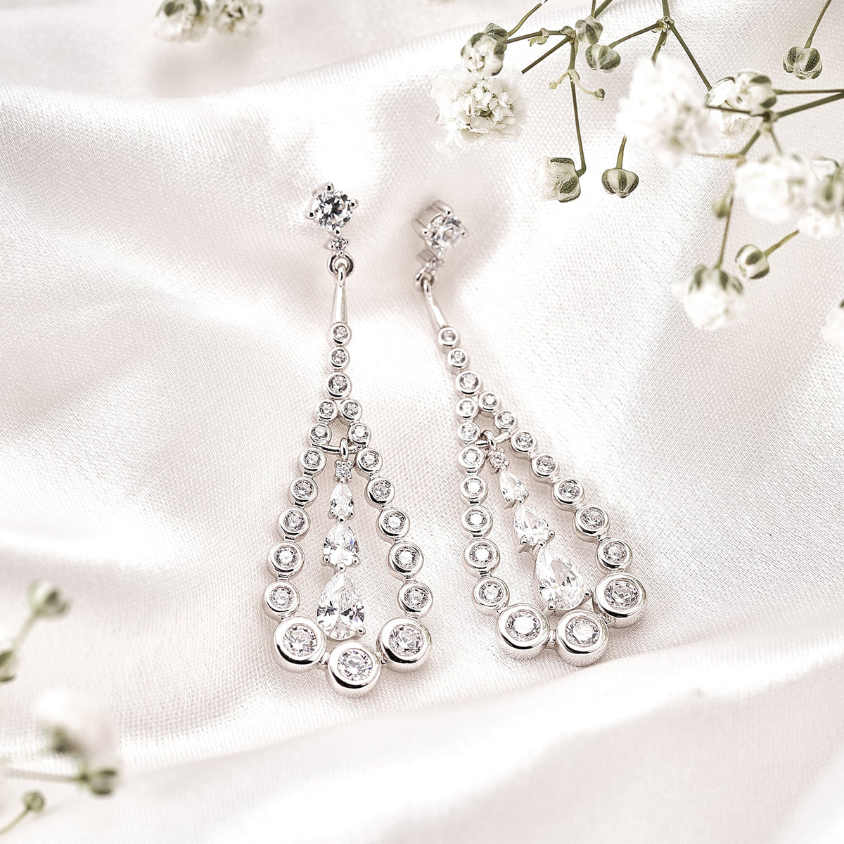 Moissanite Teardrop Dangle Chandelier Earrings for Women