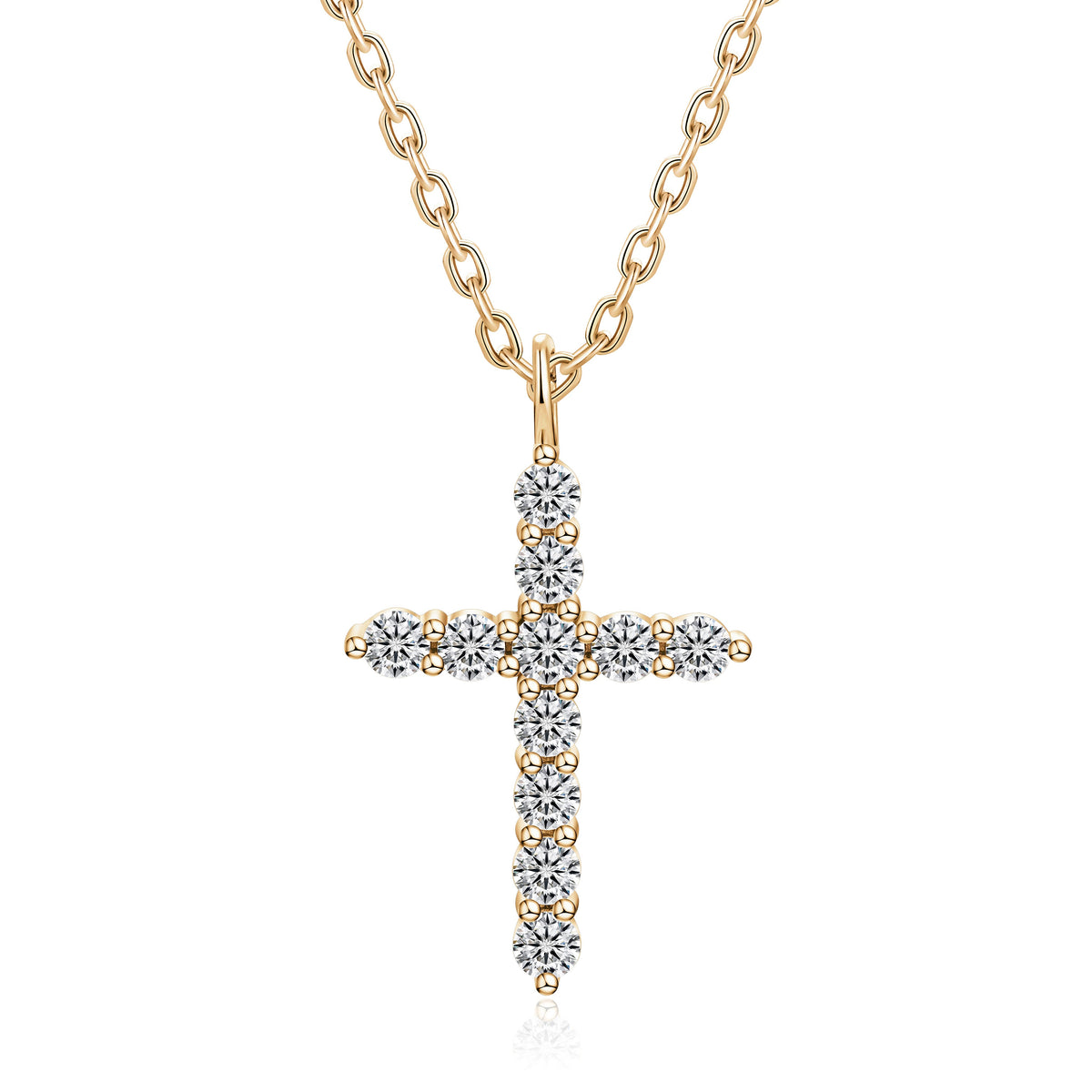 Moissanite Cross Pendent Necklace for Women in Sterling Silver 2.2MM/3MM