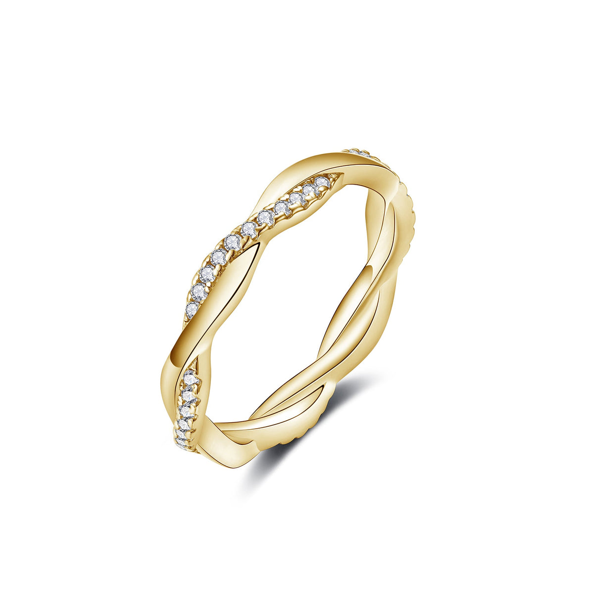 Full Moissanite Twist Wedding Band for Women 0.3CT 1.5mm