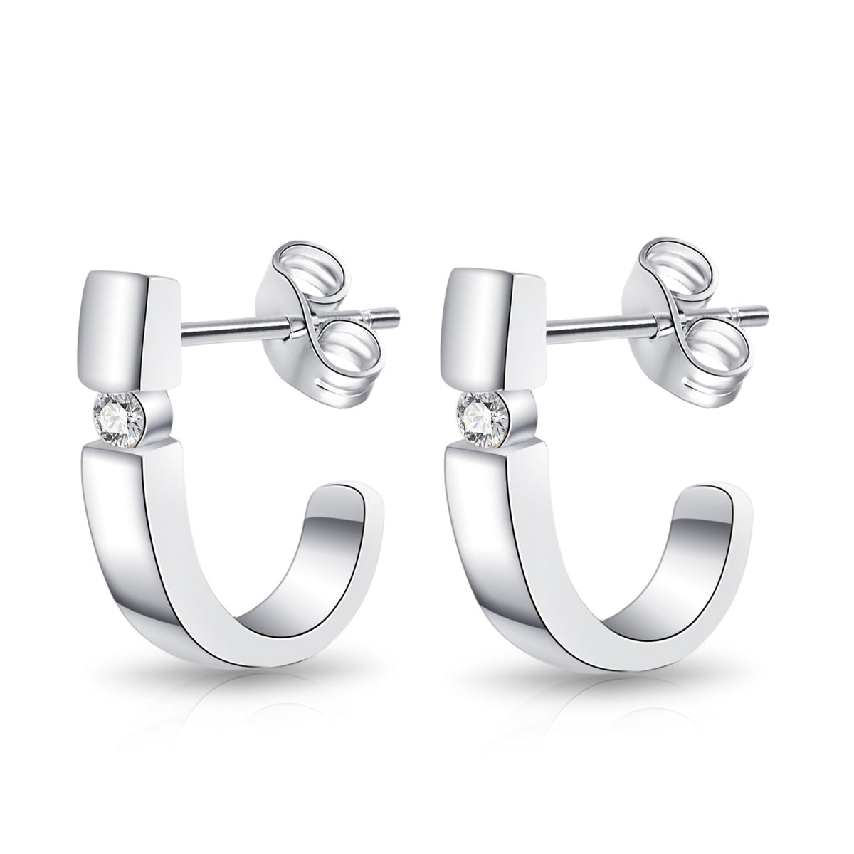 Moissanite Half Hoop Stud Earrings for Women in