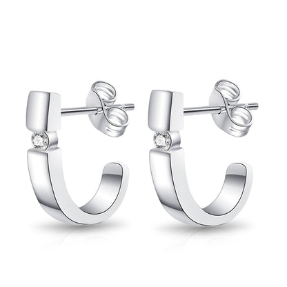 Moissanite Half Hoop Stud Earrings for Women in
