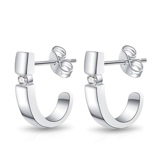 Moissanite Half Hoop Stud Earrings for Women in