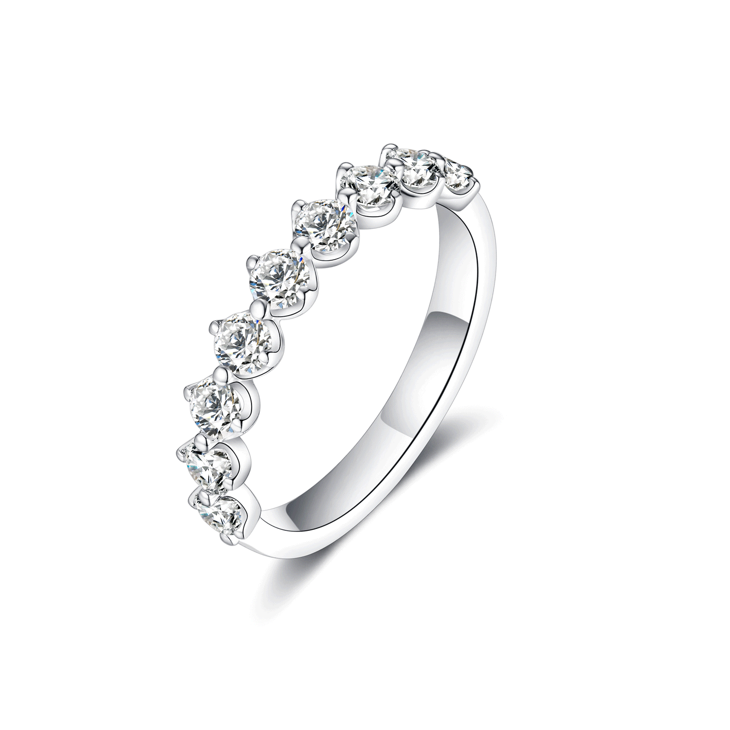 Moissanite 9 Round Stone Women's Eternity Stackable Rings