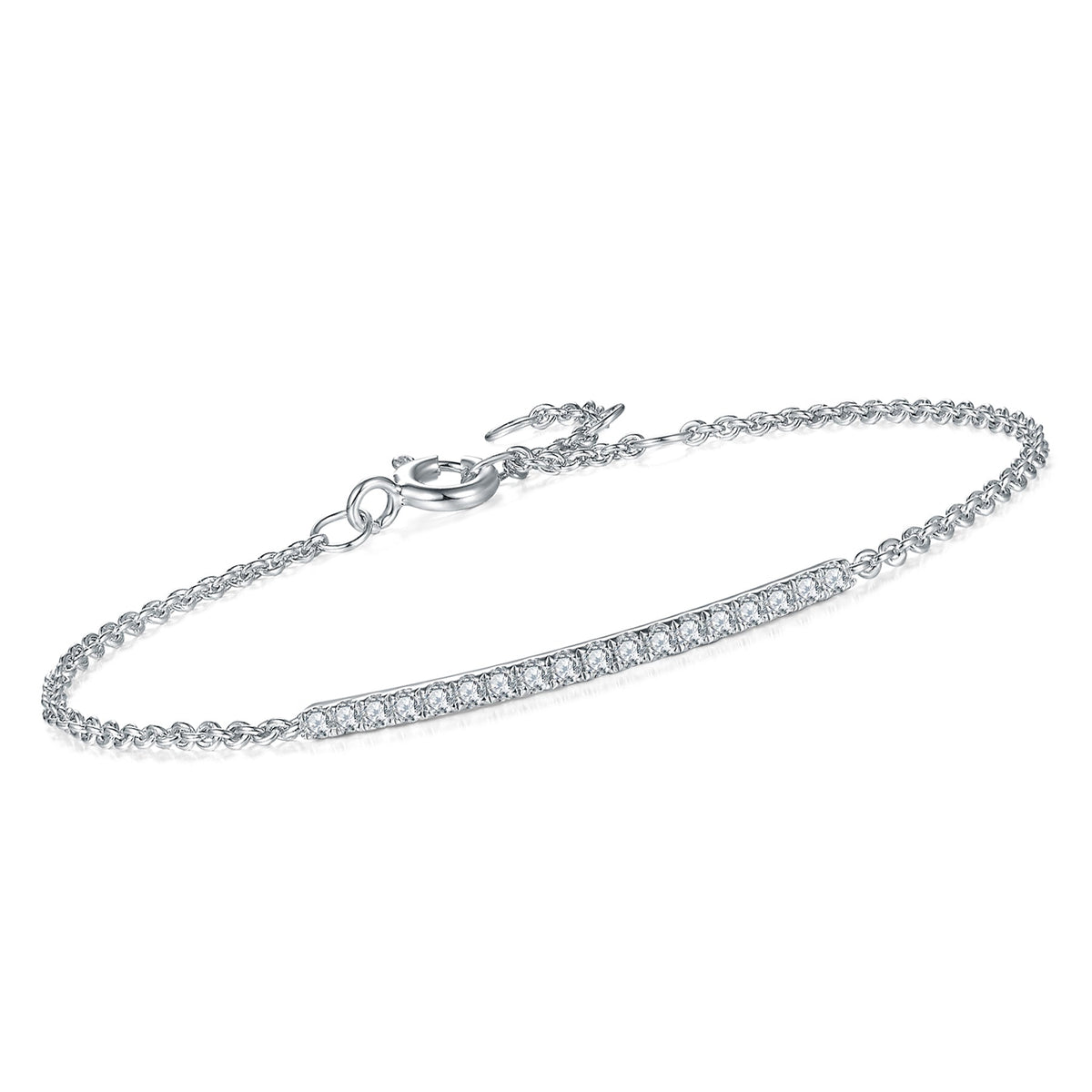 Moissanite Pave Bar Bracelet for Women in