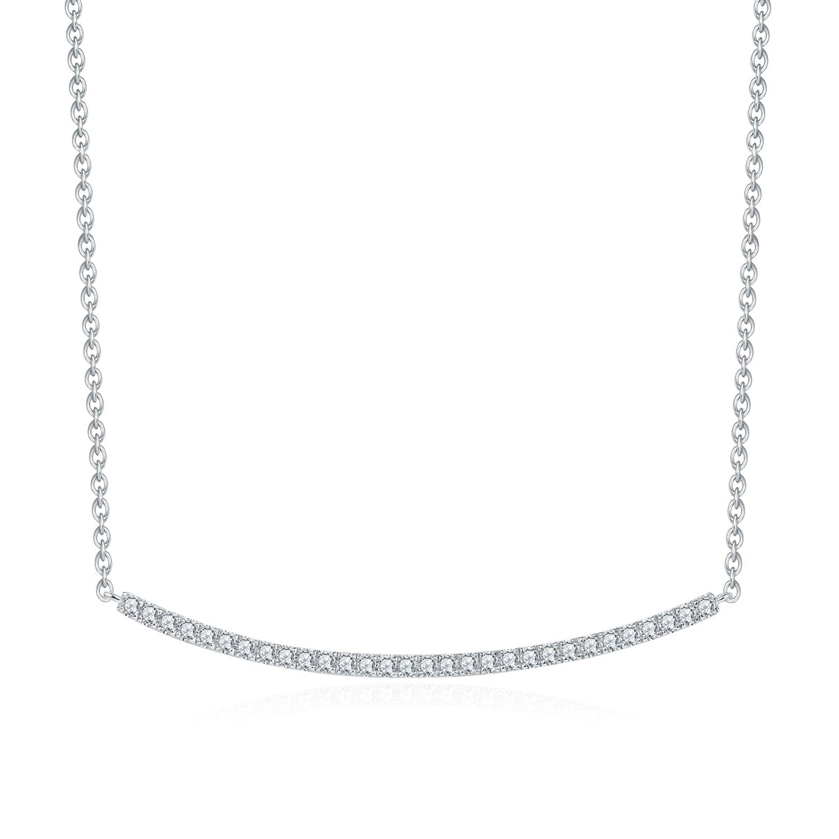 Moissanite Curved Bar Pendant Necklace in Sterling Silver 0.45CT