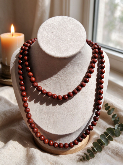Wood Bead Bracelet for Women - 108 Stackable Beaded Bracelet to Wear with Watch, Cross Detail