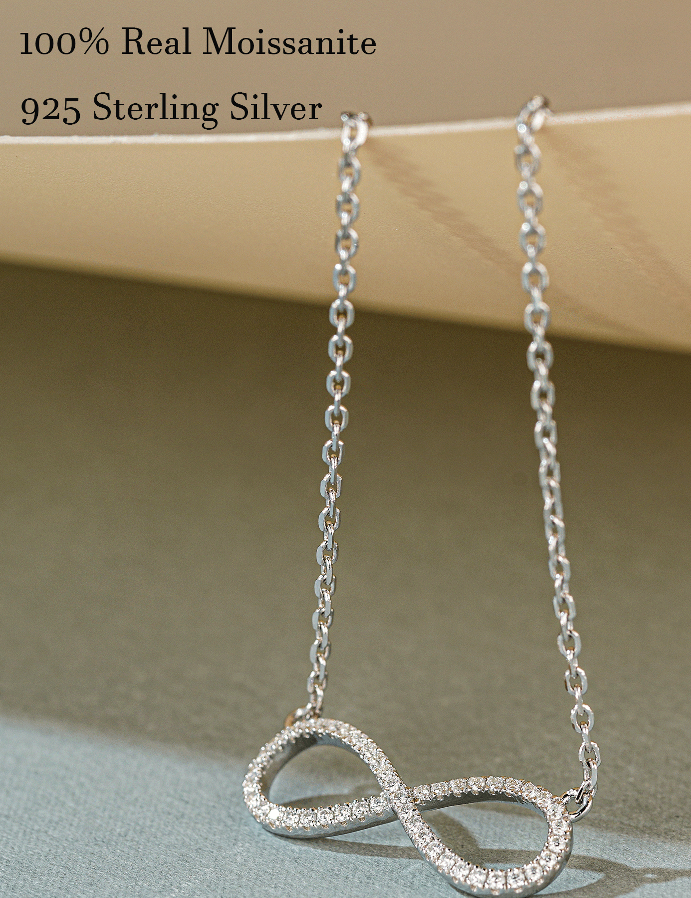Infinity Silver Moissanite Pendant Necklaces