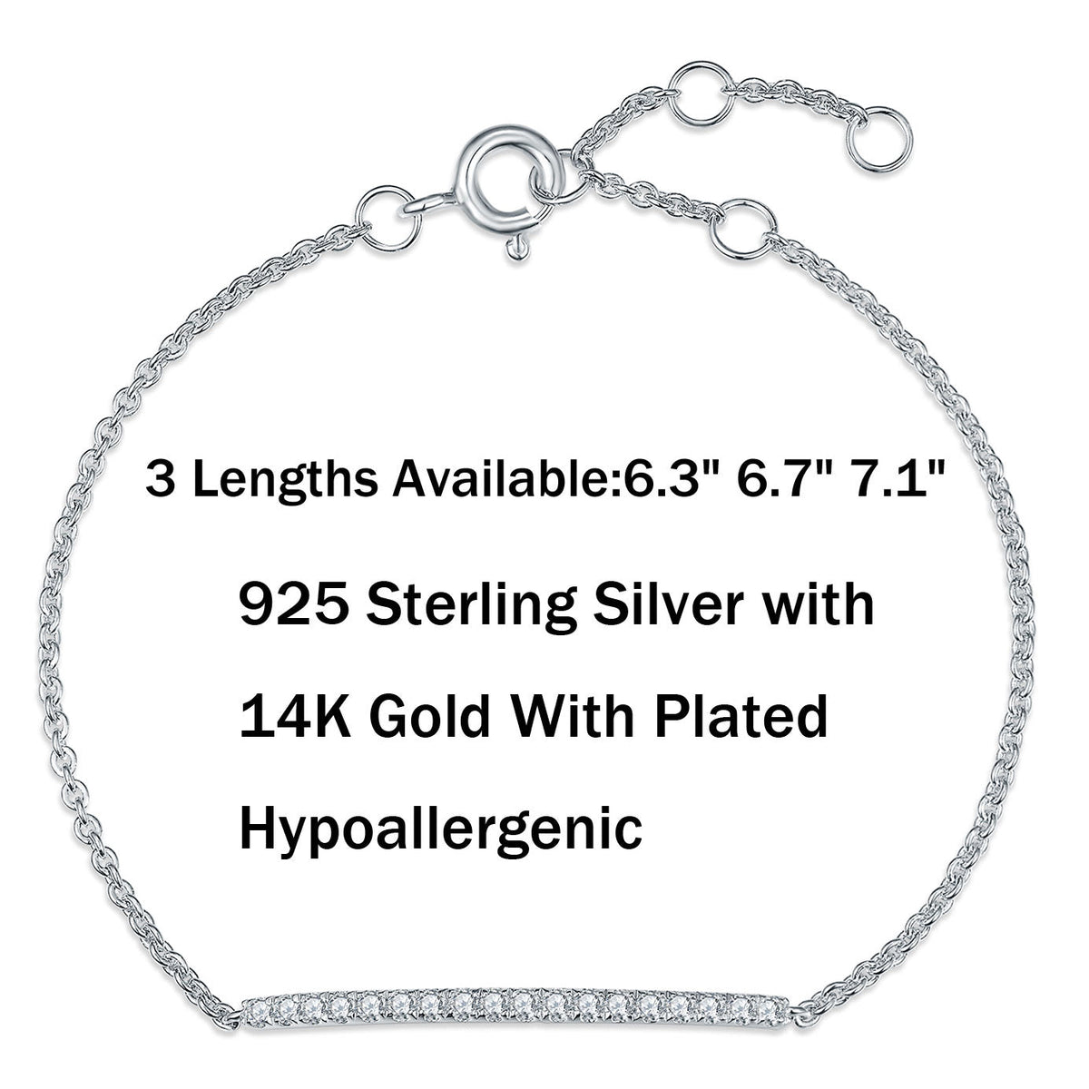 Moissanite Pave Bar Bracelet for Women in