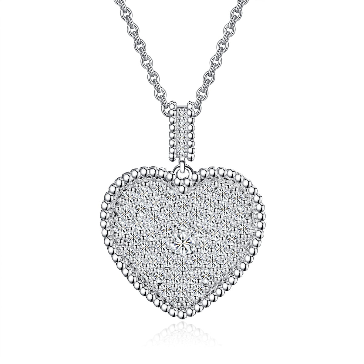 Moissanite Heart Sterling Silver Necklace for Women