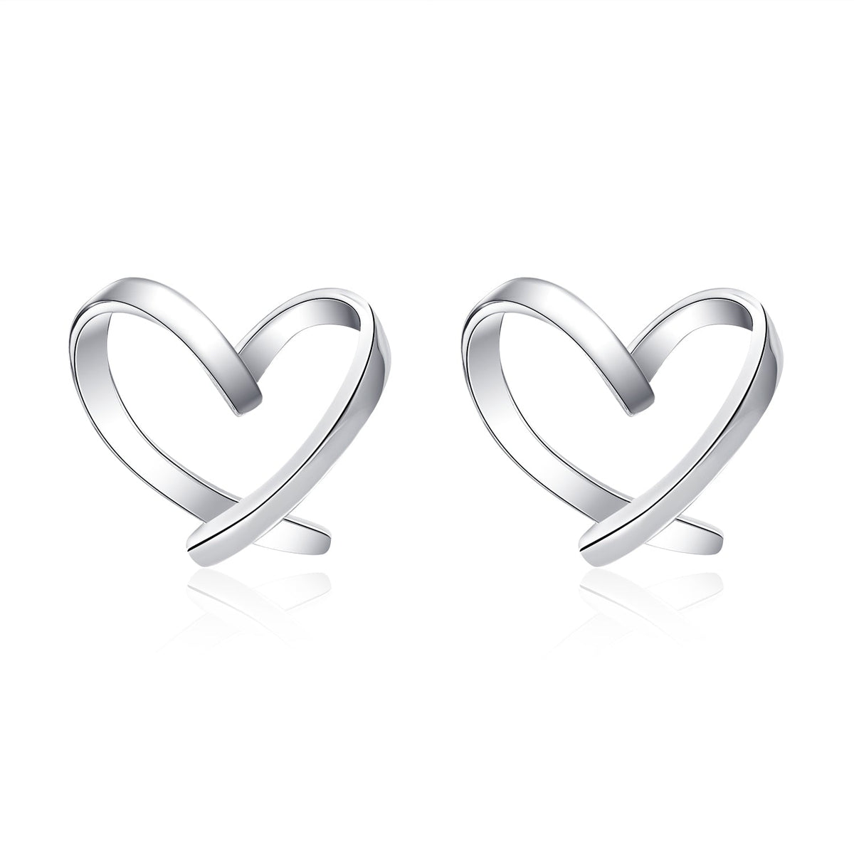 Moissanite Open Heart  Sterling Silver Stud Earrings for Women