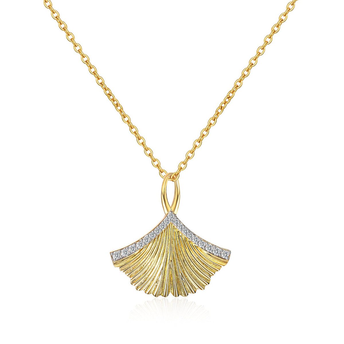 Moissanite 18K Yellow Gold Plated Nature Inspired Necklace