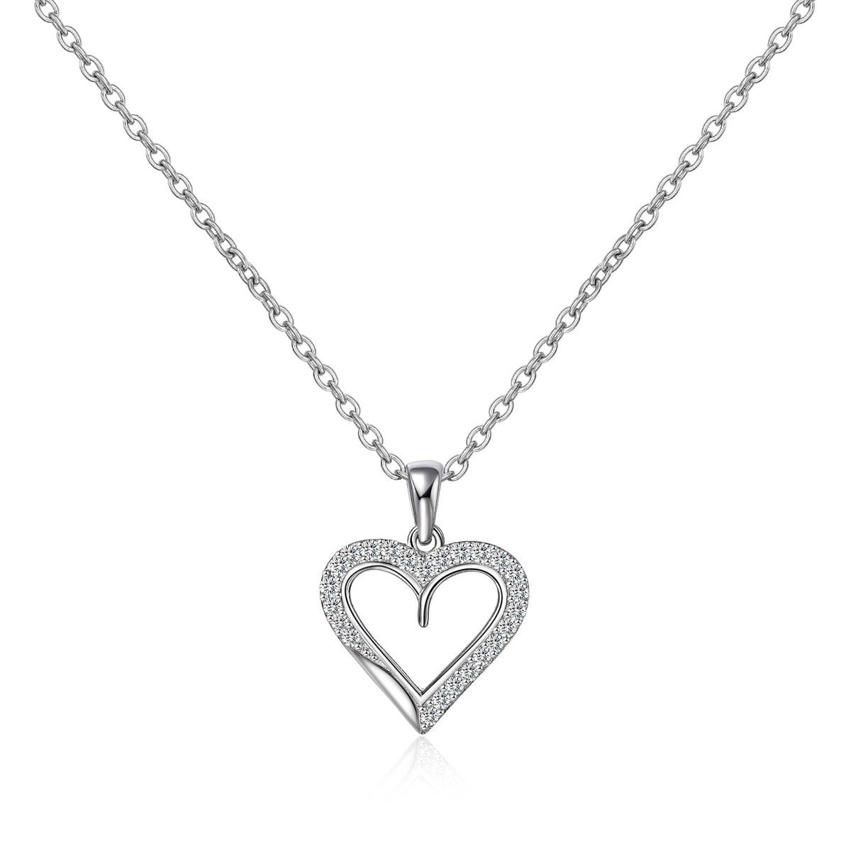 Moissanite Open Heart Shaped Pendent Necklace for Women