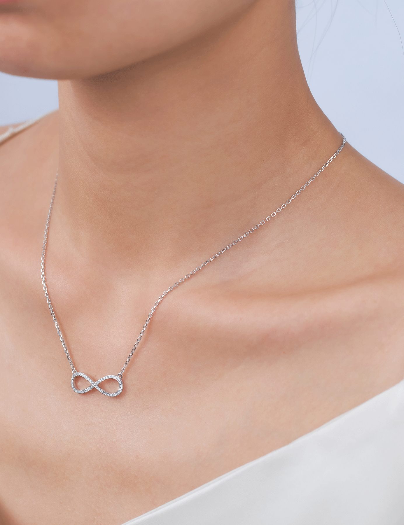 Infinity Silver Moissanite Pendant Necklaces