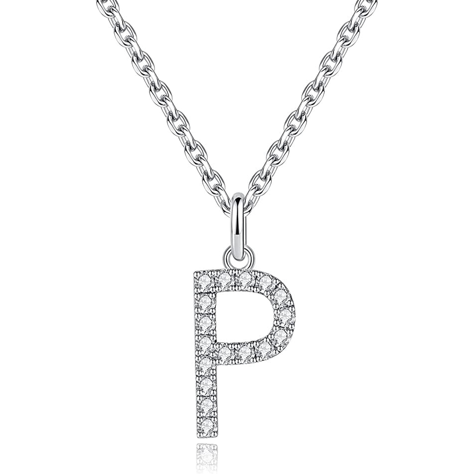 Moissanite A Initial Letter Pendant Necklace for