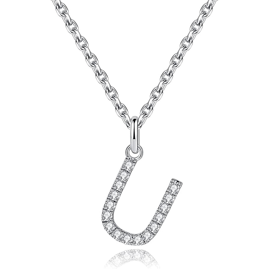 Moissanite A Initial Letter Pendant Necklace for