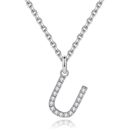 Moissanite A Initial Letter Pendant Necklace for