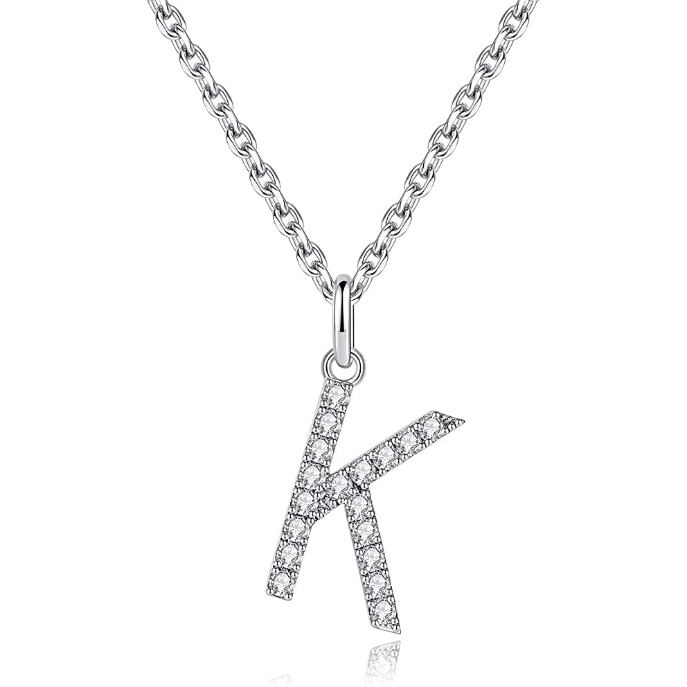 Moissanite A Initial Letter Pendant Necklace for