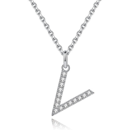 Moissanite A Initial Letter Pendant Necklace for