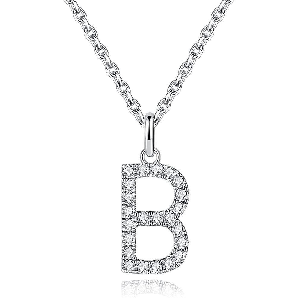 Moissanite A Initial Letter Pendant Necklace for