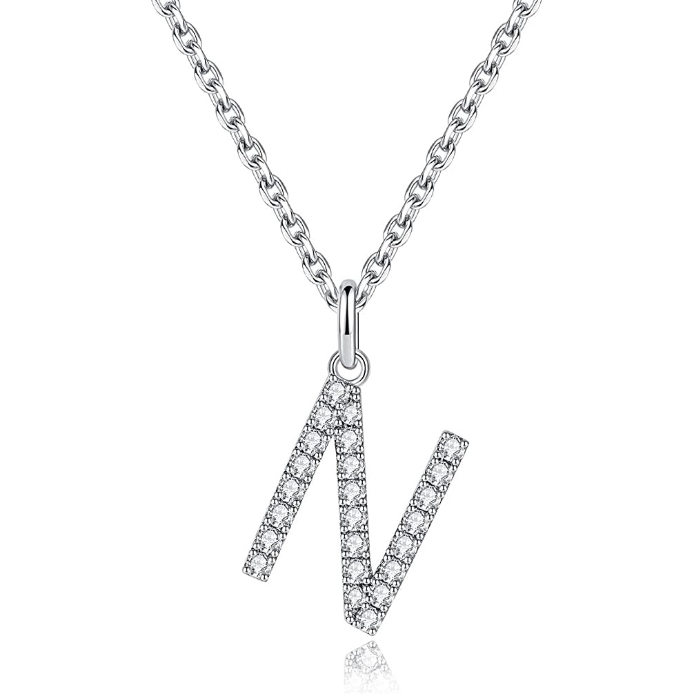Moissanite A Initial Letter Pendant Necklace for