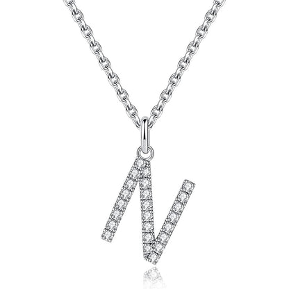 Moissanite A Initial Letter Pendant Necklace for