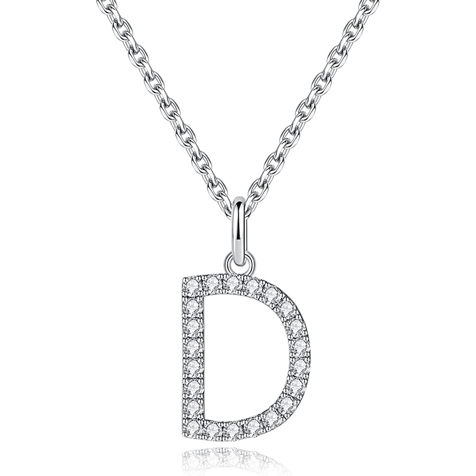 Moissanite A Initial Letter Pendant Necklace for