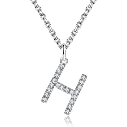 Moissanite A Initial Letter Pendant Necklace for
