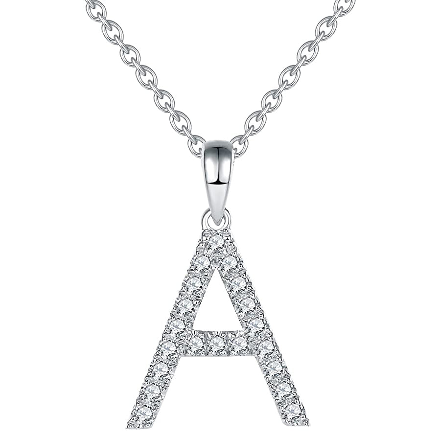 Moissanite A Initial Letter Pendant Necklace for