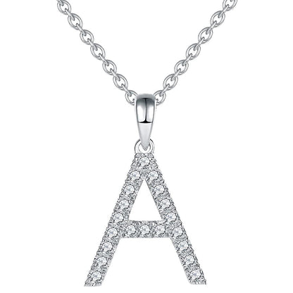 Moissanite A Initial Letter Pendant Necklace for
