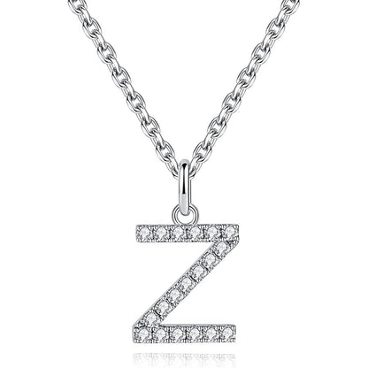 Moissanite A Initial Letter Pendant Necklace for