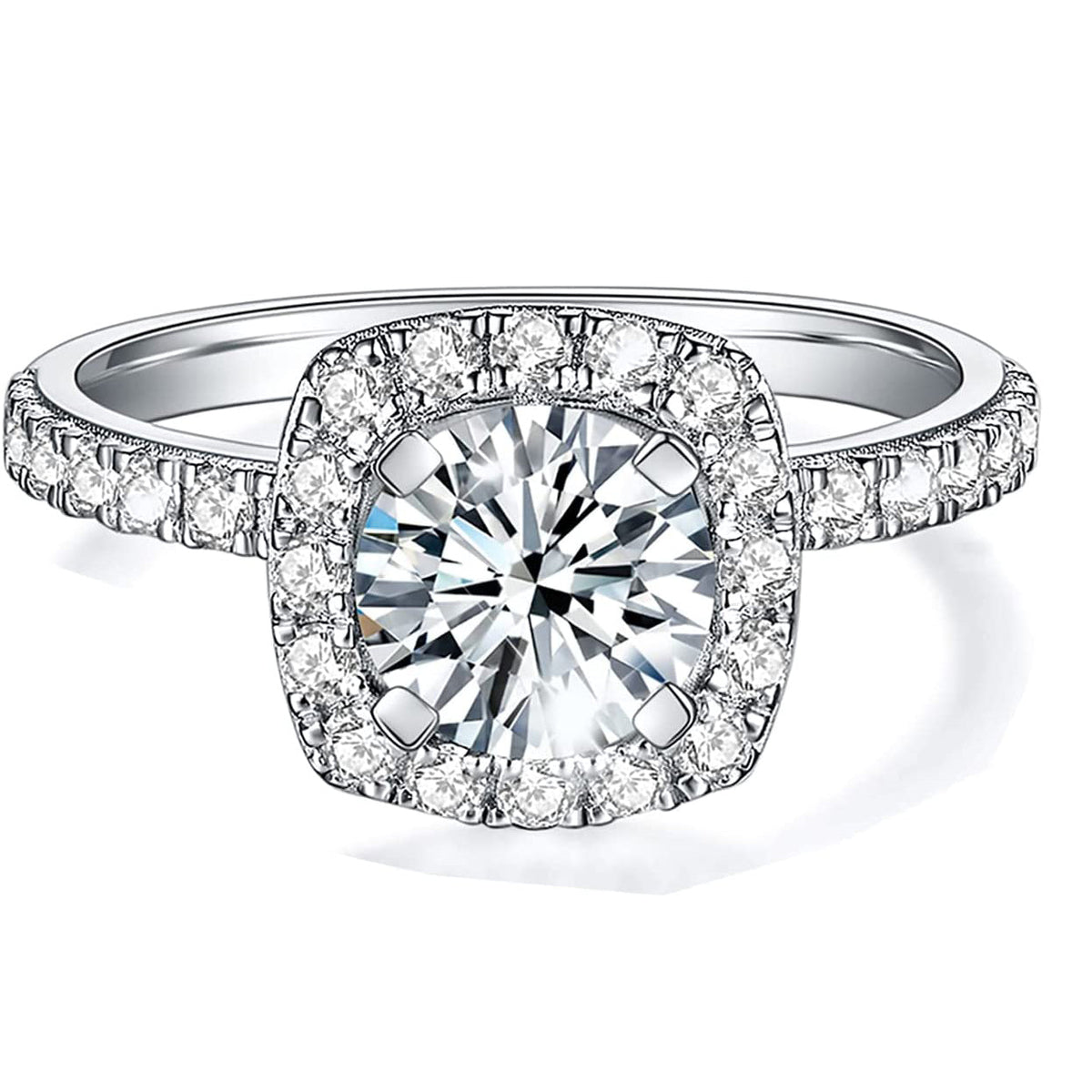 Moissanite Square Halo Engagement Rings for Women 1.64CT