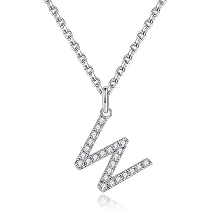 Moissanite A Initial Letter Pendant Necklace for