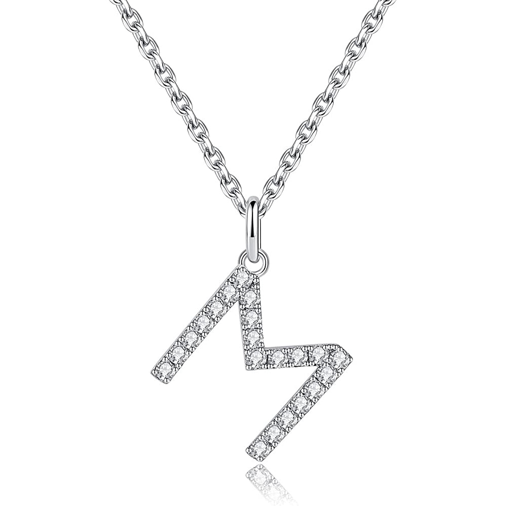 Moissanite A Initial Letter Pendant Necklace for