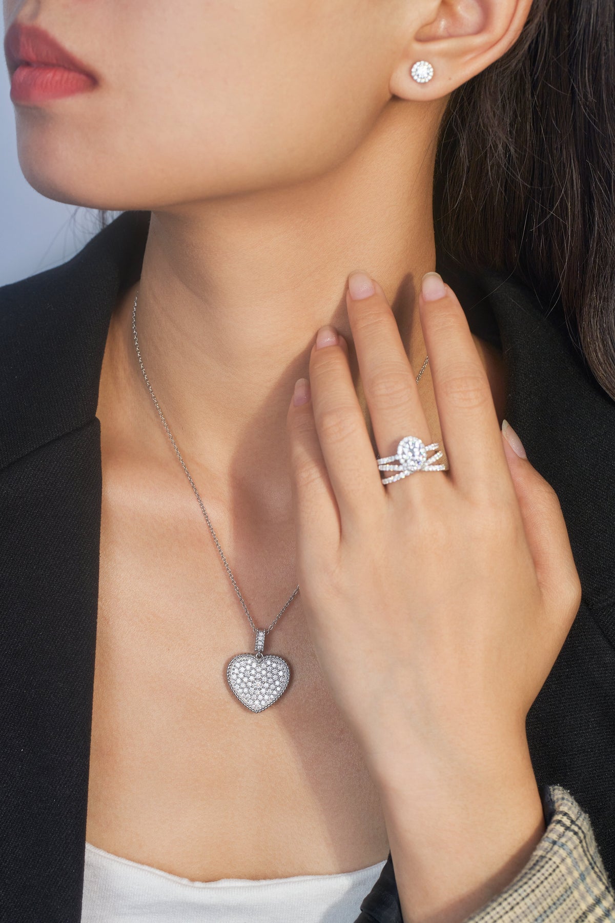 Moissanite Heart Sterling Silver Necklace for Women
