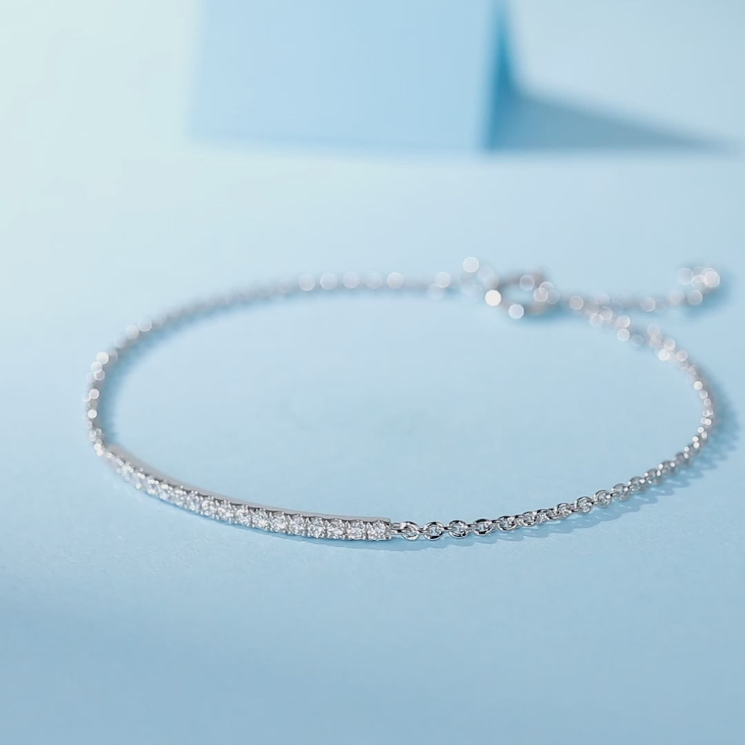 Moissanite Pave Bar Bracelet for Women in