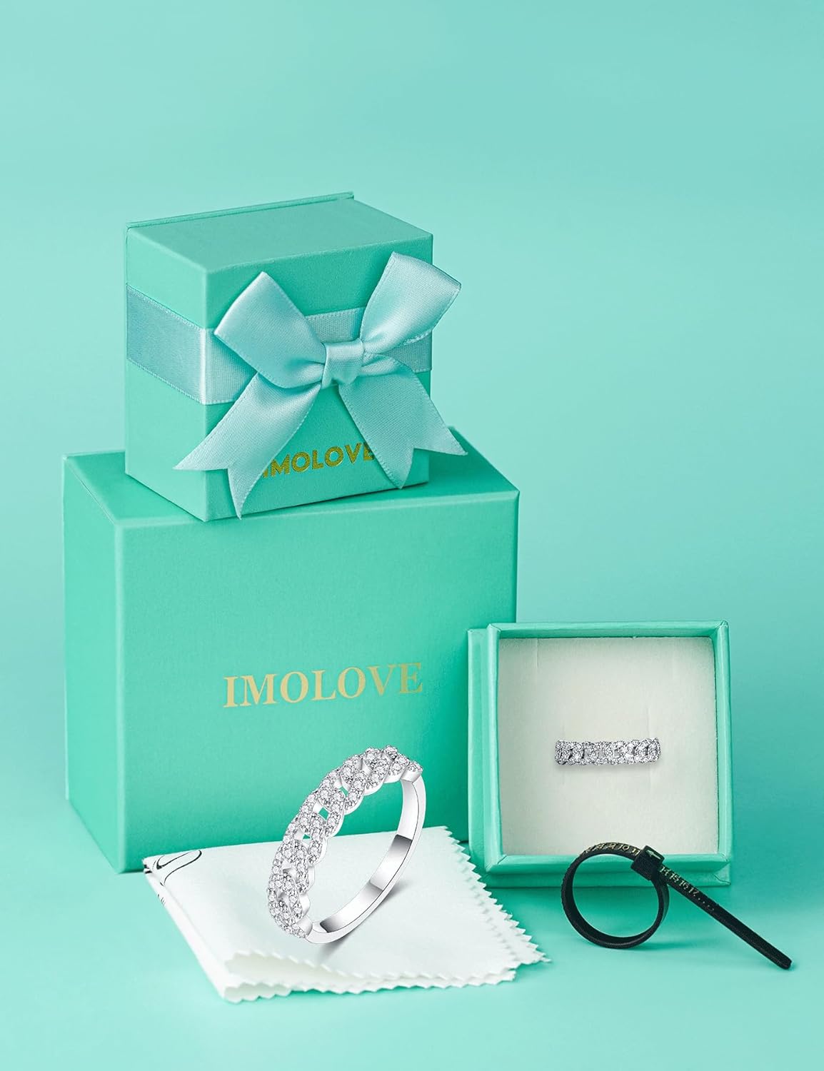 Moissanite Wedding Bands for Women Fashion Simple 0.5 Carat Stackable Chain Ring